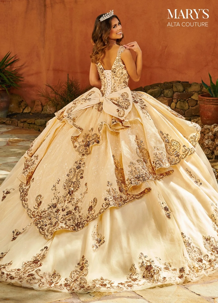 Alta Couture by Rachel Allan Style #MQ3093 #1 Champagne/Rose Gold backface vertical picture