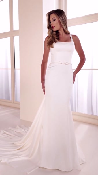 Crepe Racerback Mermaid Wedding Dress Style No. E605 $1 autoplay loop mute thumbnail
