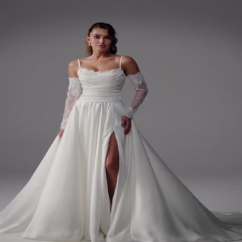 Satin Bridal Gown with Skirt Slit Nim $1 autoplay loop mute thumbnail