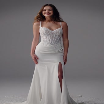 Sheath Wedding Dress with Skirt Slit Tyra $1 autoplay loop mute thumbnail