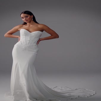 Sexy Crepe Fit and Flare Wedding Dress Roxy $1 autoplay loop mute thumbnail