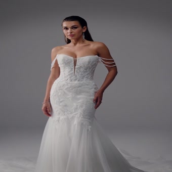 Mermaid Bridal Gown with Plunging Neckline Riley $1 autoplay loop mute thumbnail