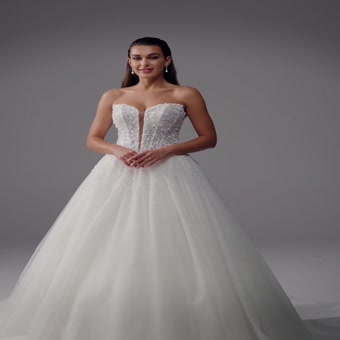 Strapless Ballgown Wedding Dress with Beaded Bodice Vienna $1 autoplay loop mute thumbnail