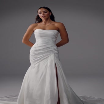 Fit and Flare Wedding Dress with Skirt Slit Cody $1 autoplay loop mute thumbnail